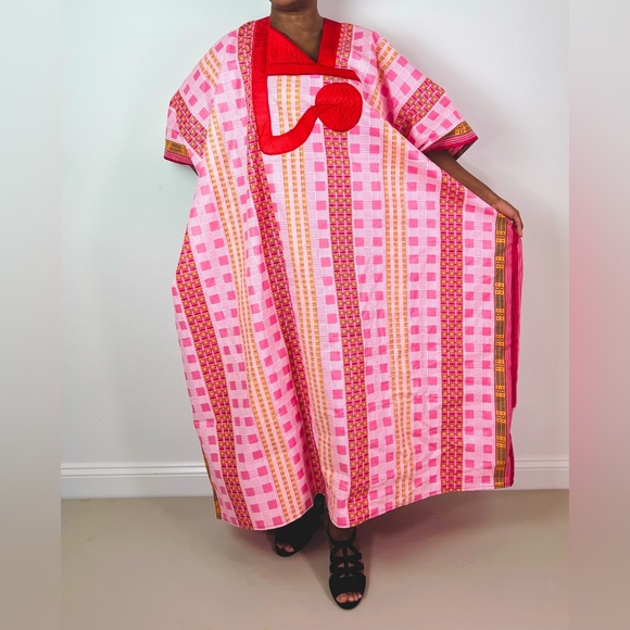 African Print Ankara Patchwork Colorful Multicolor Kaftan Maxi Poncho Dress - Picture 2 of 2